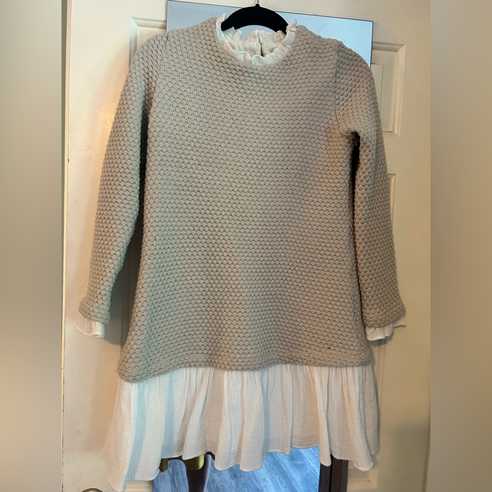 Elegant Beige and White Women's Dress